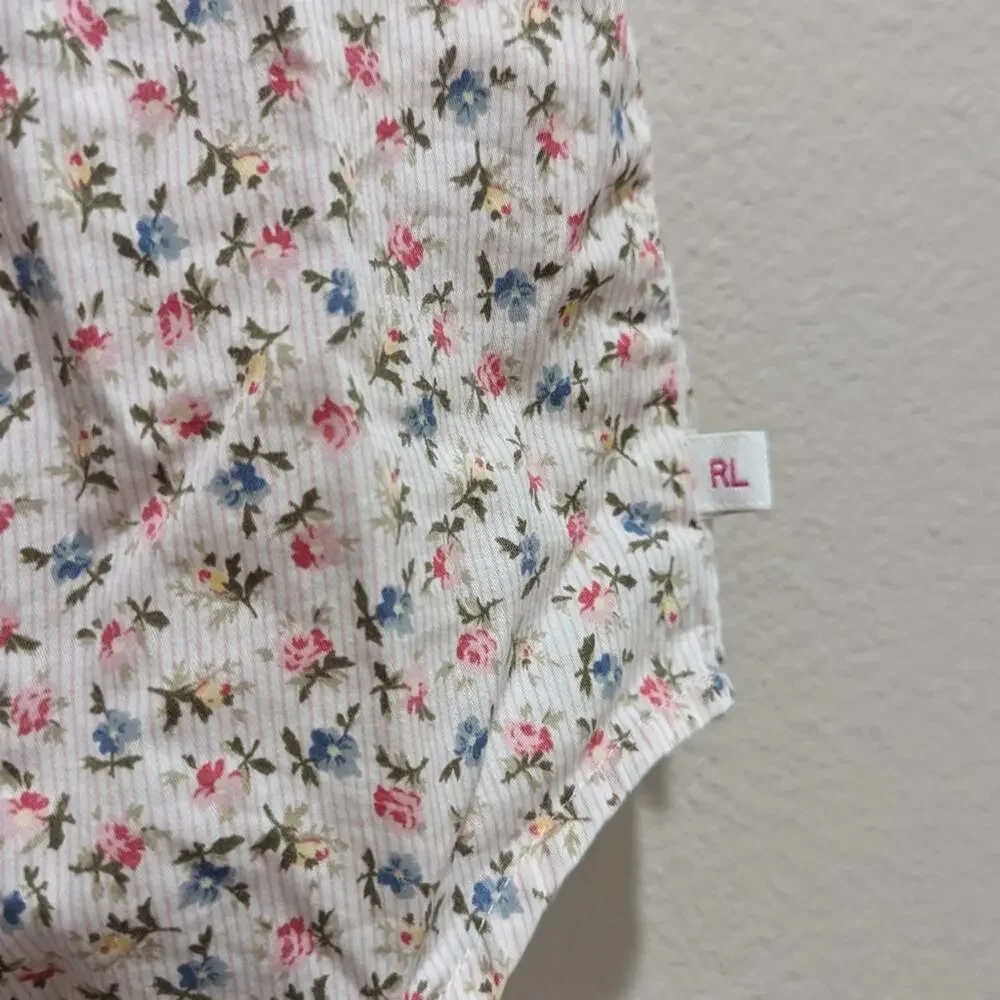 Ralph Lauren Button Down Shirt Girls Sz 4T Floral Preppy